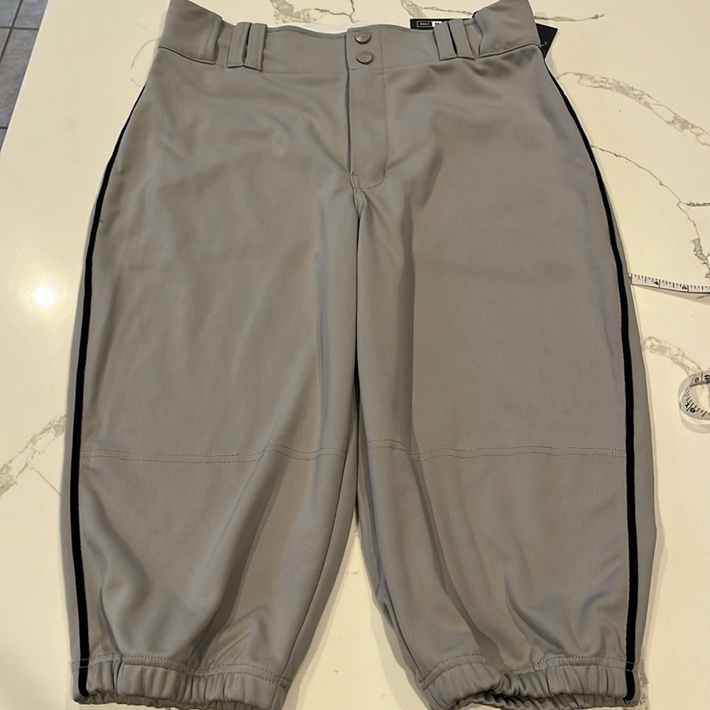 Mens Champro baseball knicker pant.  Adult medium.  Grey with black stripe. NWT